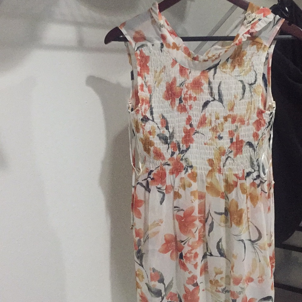 Tank top/ tunic sheer white flower top